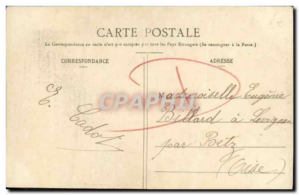 Die Tripe à la Mode de Caen — Camille Jeanne, Verlag-Fotograf Falaise — Einlieferung - Rückseite