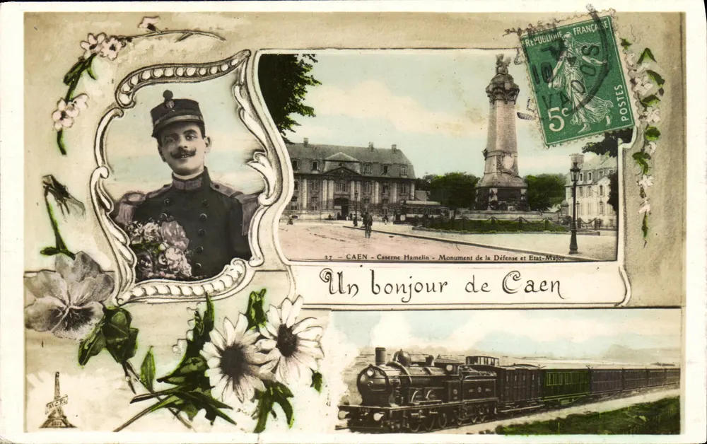 Caen — Kasernen Hamelin und Denkmal der Verteidigung und Generalstabszentrale — Ein Gruß aus Caen - Vorderseite