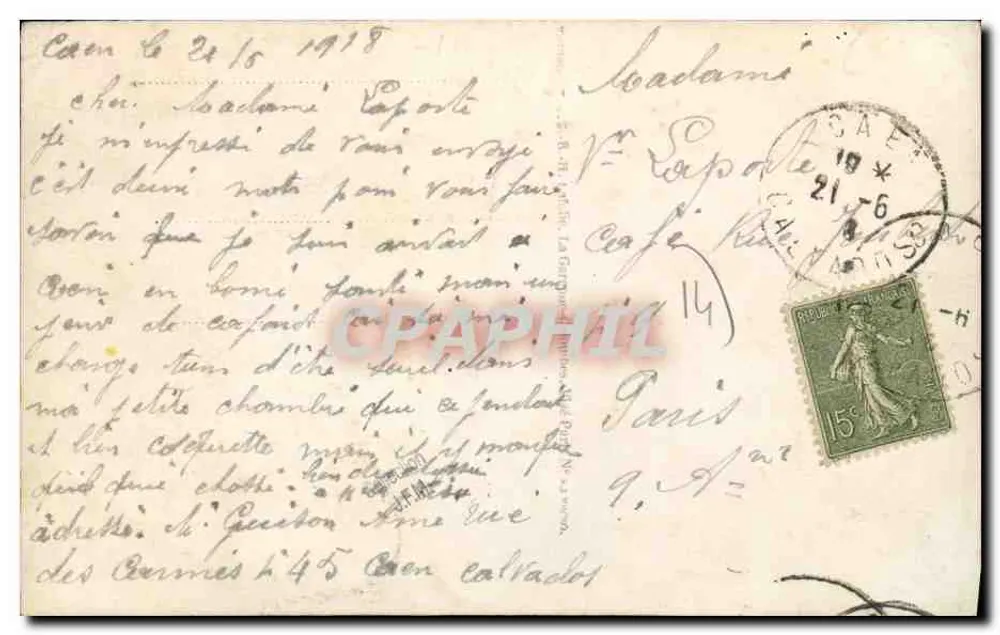 BON SOUVENIR de CAEN — vista da catedral — editor desconhecido, n° 1001 - Verso