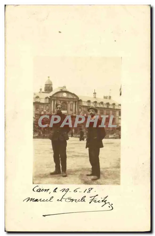 Zwei Männer vor einem Gebäude — Cornouaille, 1918 — Marcel und Onde Fritz - Vorderseite