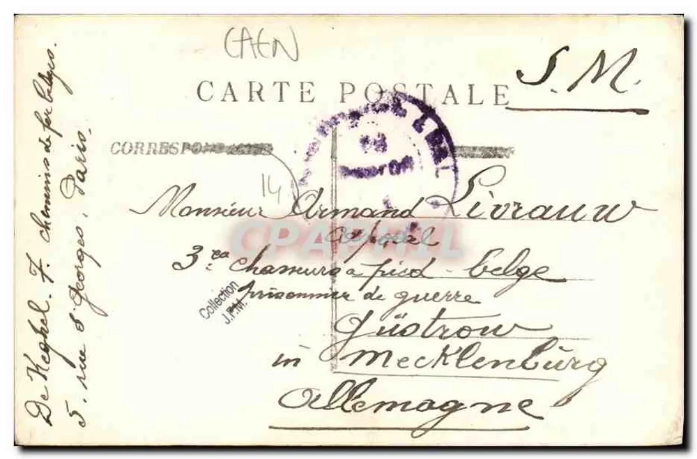 Zwei Männer vor einem Gebäude — Cornouaille, 1918 — Marcel und Onde Fritz - Rückseite
