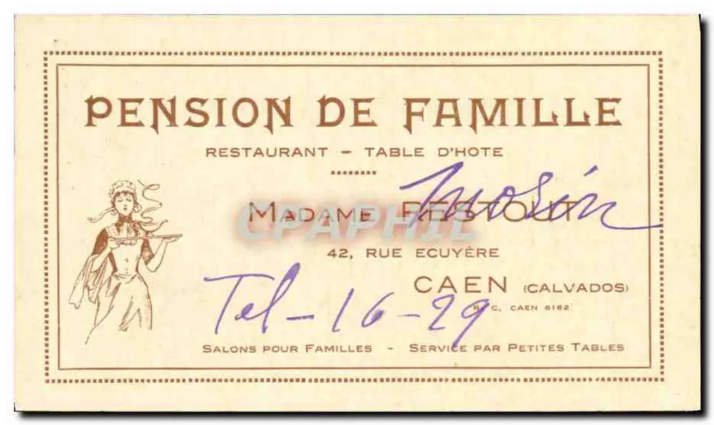 Familienpension - Restaurant - Tafelgesellschaft in Caen — Madame Restout, 42 rue Écuyère - Vorderseite