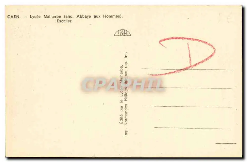 Caen — Liceu Malherbe (antiga Abadia dos Homens) — Escada - Verso