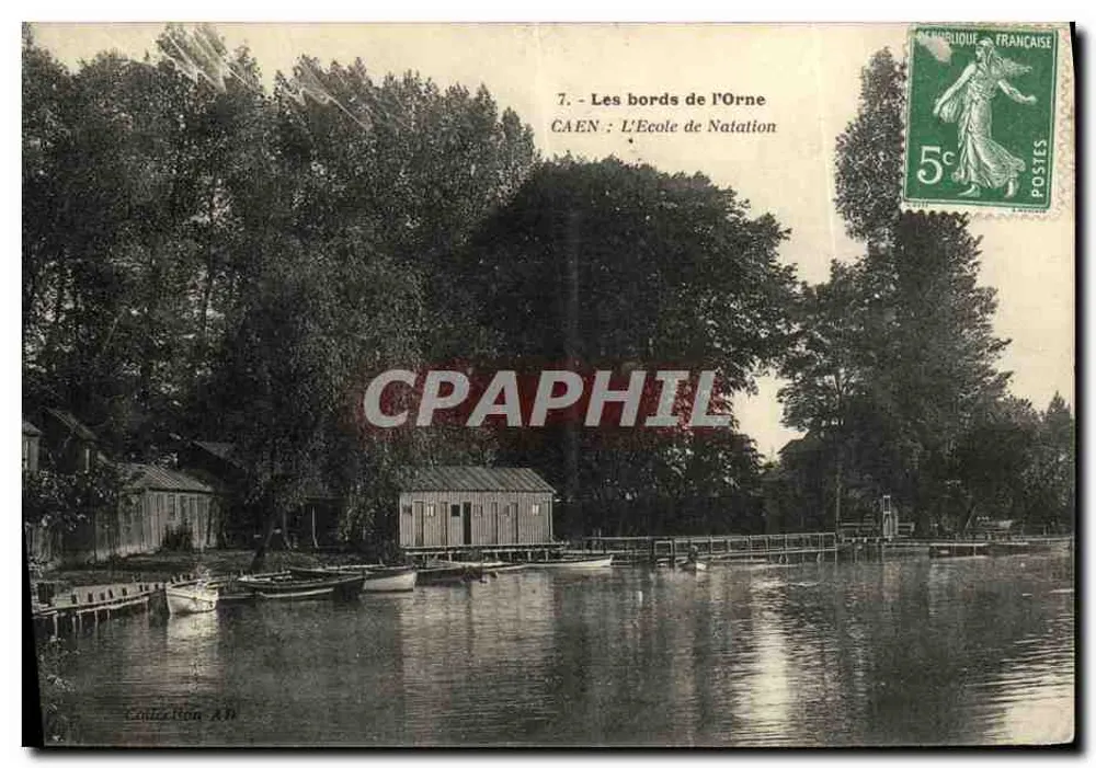 CAEN : As margens do Orne — A Escola de Natação — Coleção A.H. - Frente