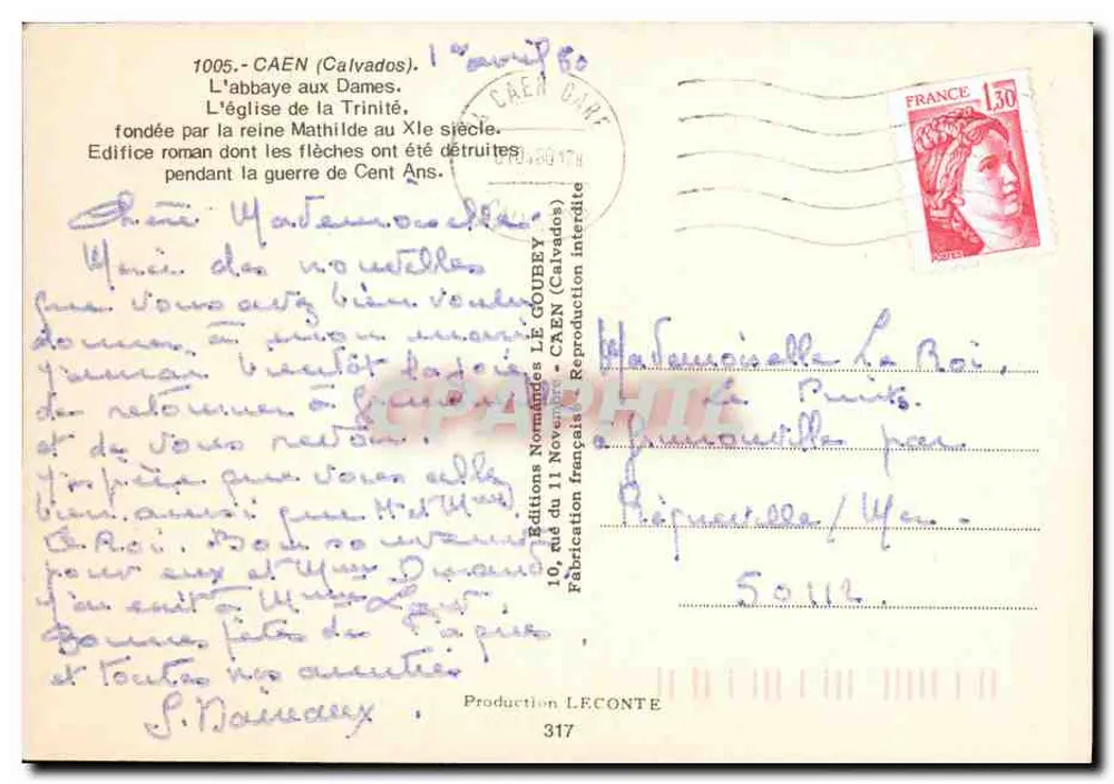 Abadia das Damas — Caen (Calvados) — Emy - Verso