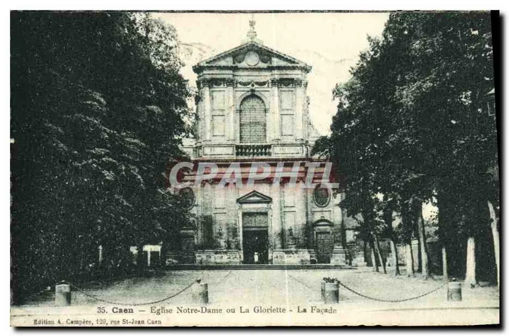 Caen — Kirche Notre-Dame oder La Gloriette — Die Fassade — Edition A. Campère, rue St-Jean Caen - Vorderseite