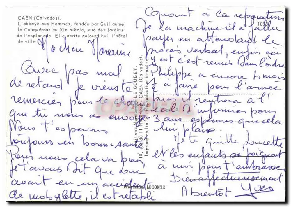 Caen — Abtei der Männer und Rathaus — Emy - Rückseite