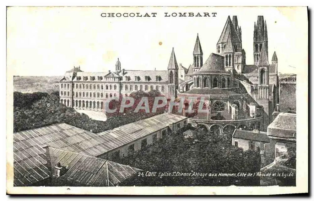 Cahors — Kirche Saint Étienne, Abtei der Männer, Seite des Chors und das Lyceum — Chocolat Lombart - Vorderseite