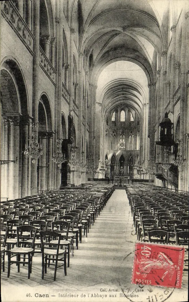 Caen — Interior da Abadia dos Homens — Col. Artisti. N. P. Caen - Frente