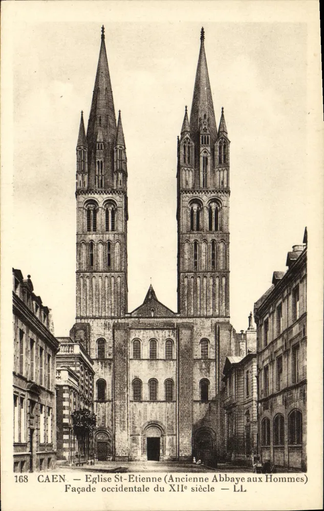 Caen — Kirche Saint-Étienne (Ehemalige Abtei der Männer) — Westfassade des 12. Jahrhunderts — LL — n° 168 - Vorderseite