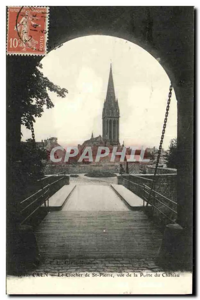 CAEN — Der Turm von St-Pierre, Ansicht von der Schlosspforte — Verlag C. L. Béthune-Mouton - Vorderseite
