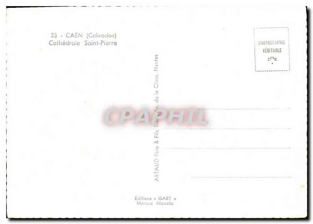 Caen — Catedral de São Pedro — Edições Gaby - Verso