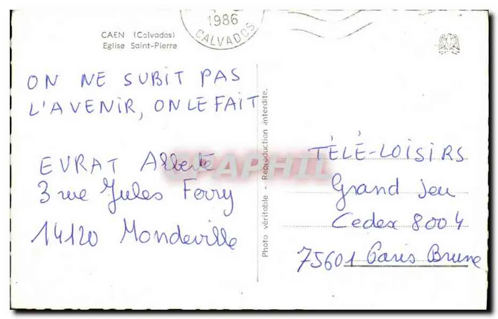Igreja de São Pedro — Caen (Calvados) — Editor Télé-Loisirs - Verso