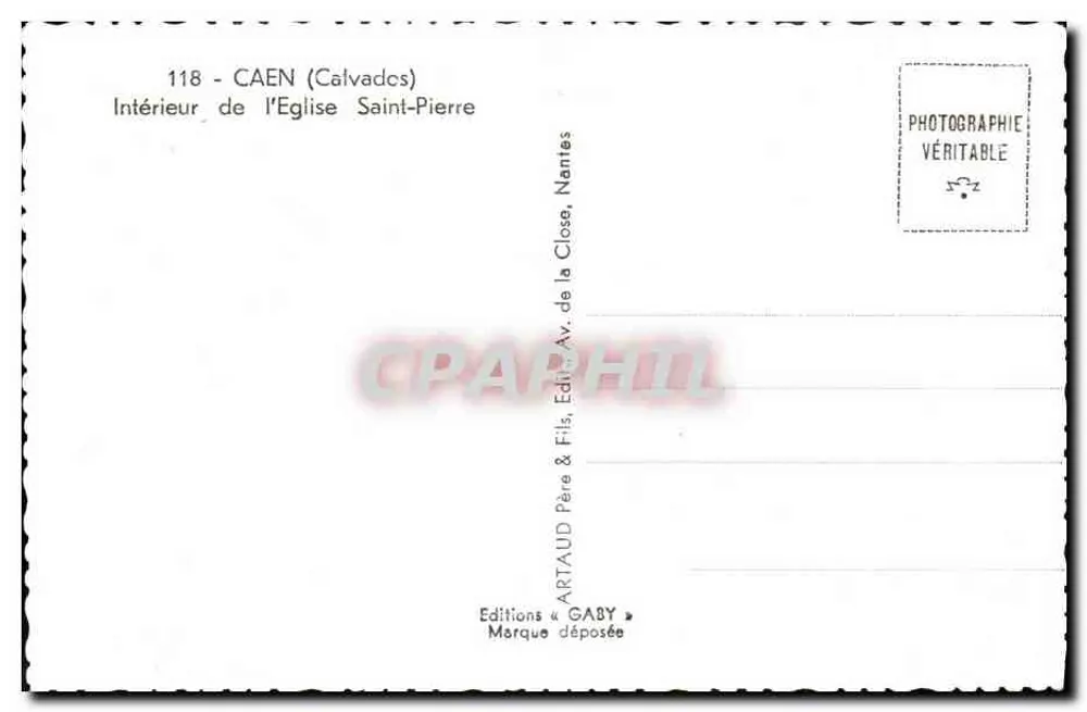 Interior da Igreja de São Pedro — Caen (Calvados) — Edições Gaby - Verso