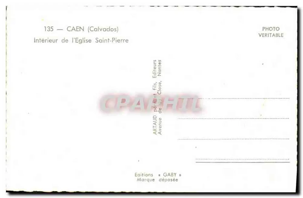 Interior de la Iglesia de San Pedro — Caen (Calvados) — Ediciones Gaby, Nantes - Reverso