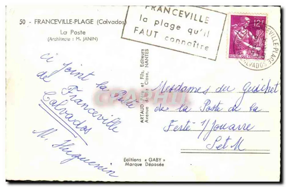 Franceville-Plage — Escritório de correios, telégrafo e telefone — Edições Gaby - Verso