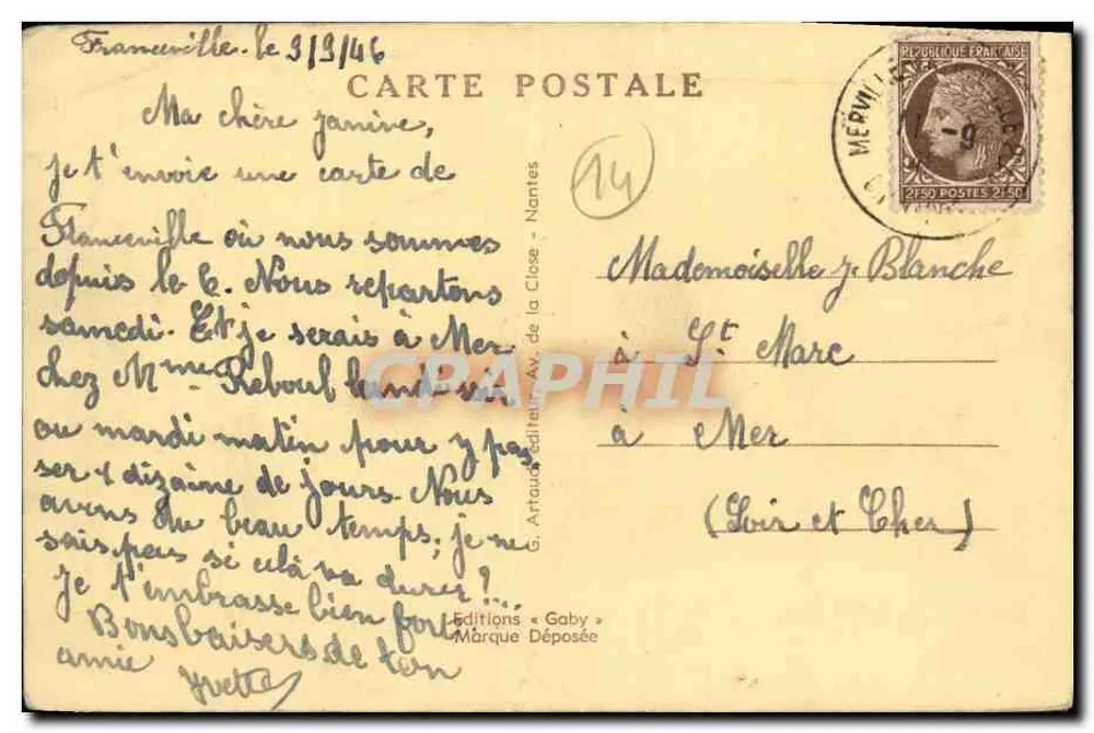 Franceville-Plage (Calvados) — Boulevard Maritime — Éditeur Gaby, n°39 - Rückseite