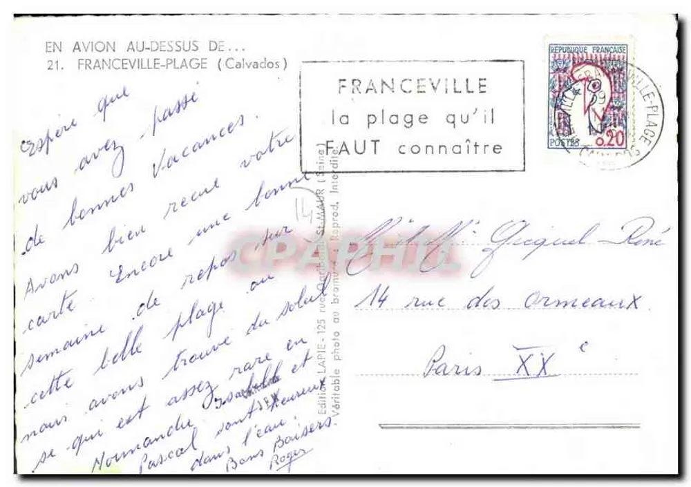 Franceville-Plage (Calvados) — Luftbild — Edition LAPIE - Rückseite