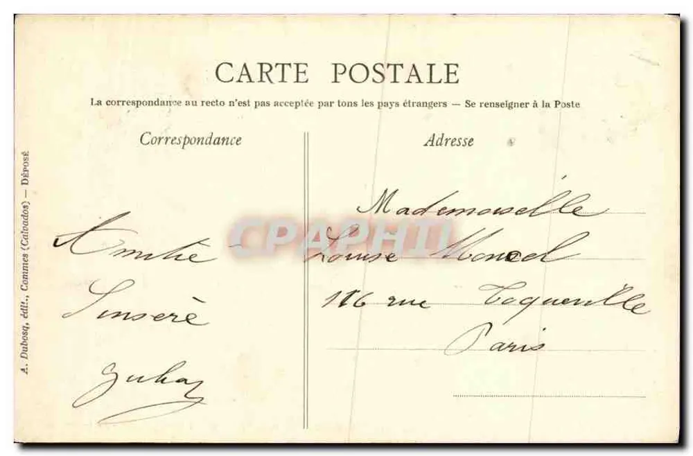 Schlösser des Calvados — Innenansicht eines Schlosses — A. Dubosq, Verlag, Caen - Rückseite