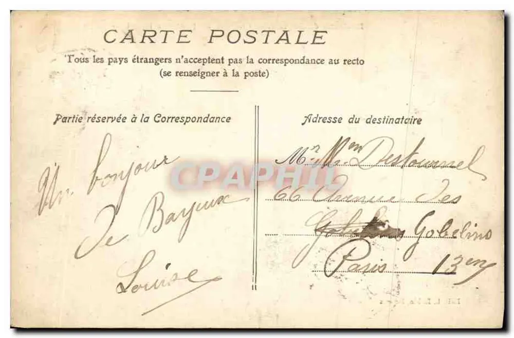Umgebung von Bayeux — Schloss Fontaine Henri — Verlag L. Robin, Bayeux - Rückseite