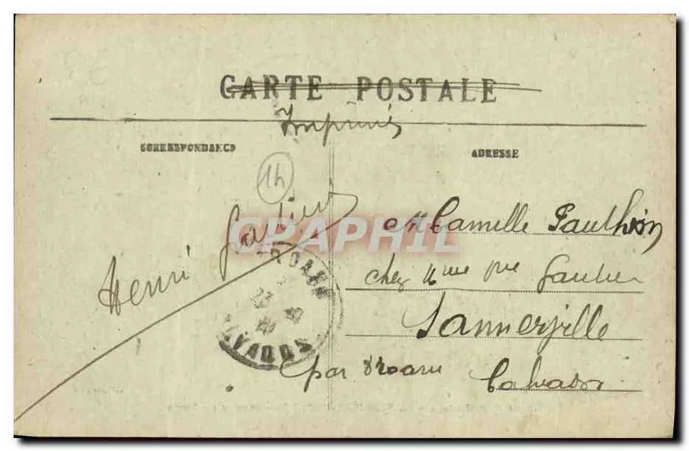 LA FERRIÈRE-HARANG — Bureau de Poste — Canton de Bény-Bocage — éditeur L. Foucault, Vire - Rückseite