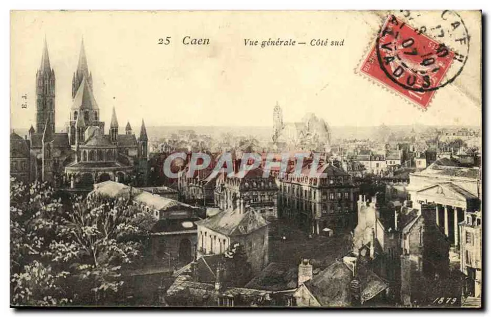 Caen — Vue générale — Côté sud — éditeur T.B. n°25 - Frente