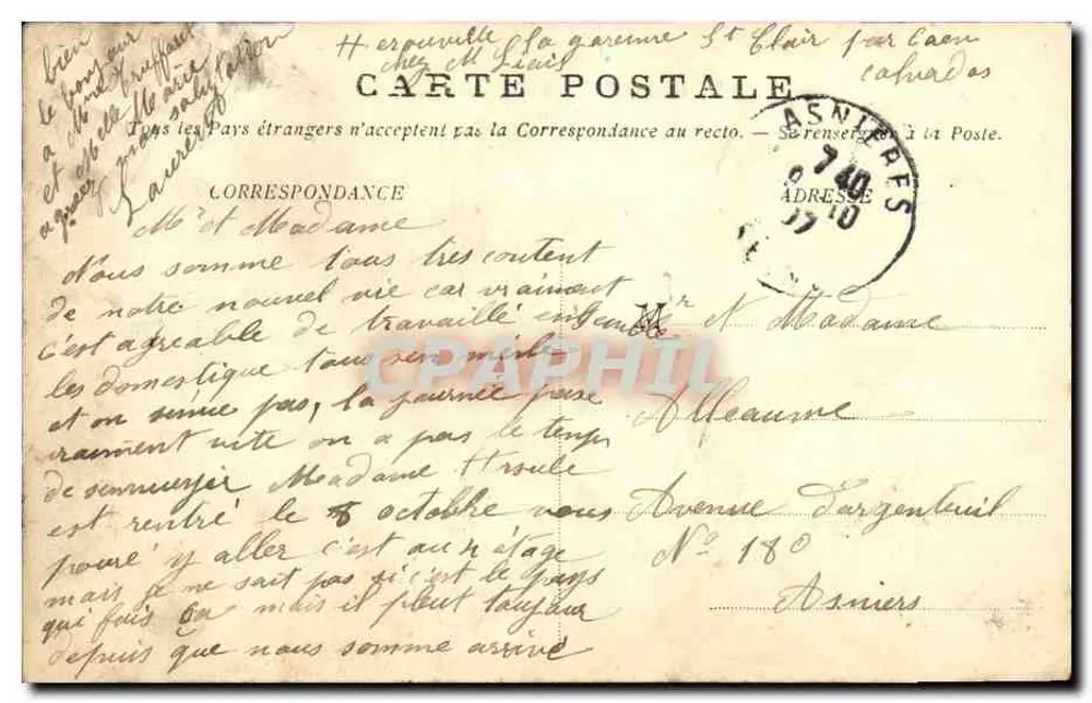 Caen — Vue générale — Côté sud — éditeur T.B. n°25 - Verso