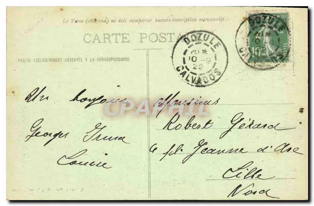 Dozulé - Die Kirche und das Pfarrhaus — G. Lepley, Imp. Libr., Dozulé (Calvados) - Rückseite
