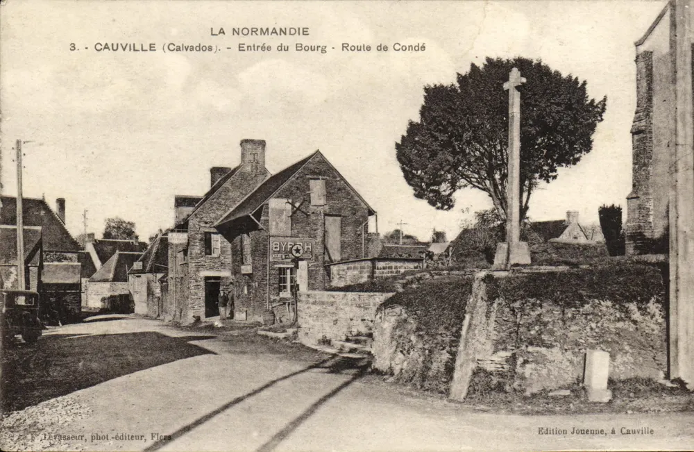Cauville (Calvados) — Eingang zum Dorf - Route de Condé — Edition Jouenne, in Cauville - Vorderseite