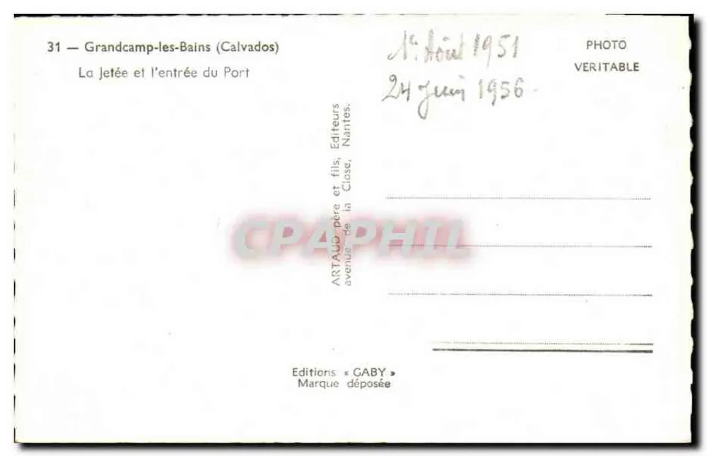 Grandcamp-les-Bains — Die Mole und der Hafen-Eingang — Verlag GABY - Rückseite