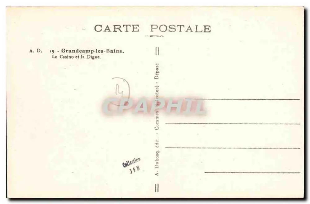 Grandcamp-les-Bains — Das Casino und die Digue — A. Dubosq, Verlag - Rückseite