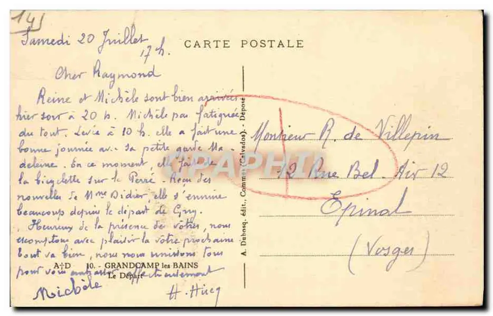 Ruderer auf dem Meer — Grandcamp les Bains — A. Dainoq, Verlag Calvados - Rückseite