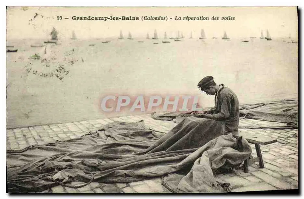 Grandcamp-les-Bains (Calvados) — La réparation des voiles — n°23 - Vorderseite