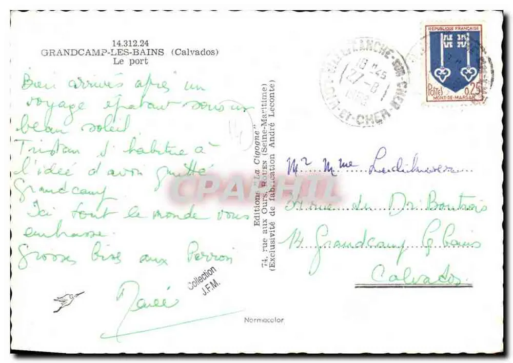 Grandcamp-les-Bains — O porto — Edições 'La Cigogne' n° C5592 - Verso