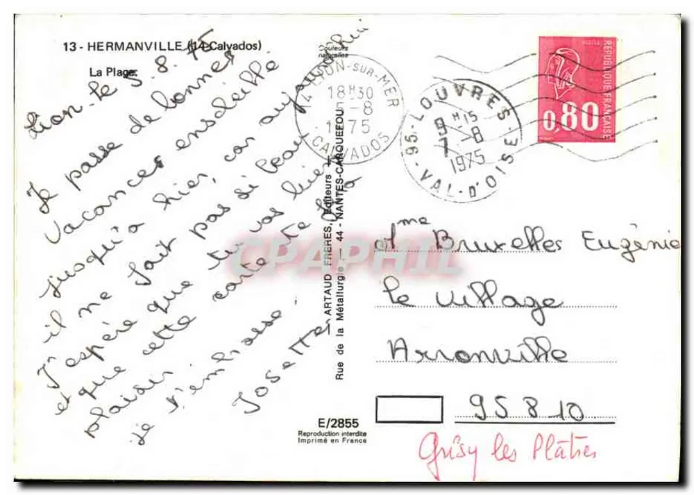 Le Vag — Praia de Hermannville — Artaud Frères, editor - Verso