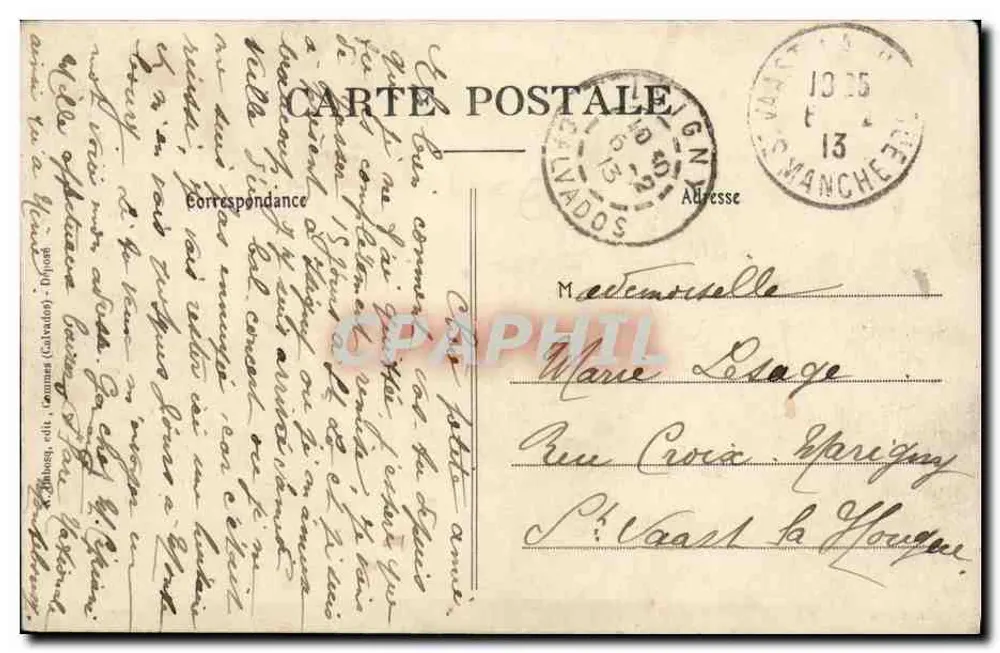 Isigny (Calvados) — Estrada de Cherbourg — editor Coleção Renouf, n° A+D - Verso