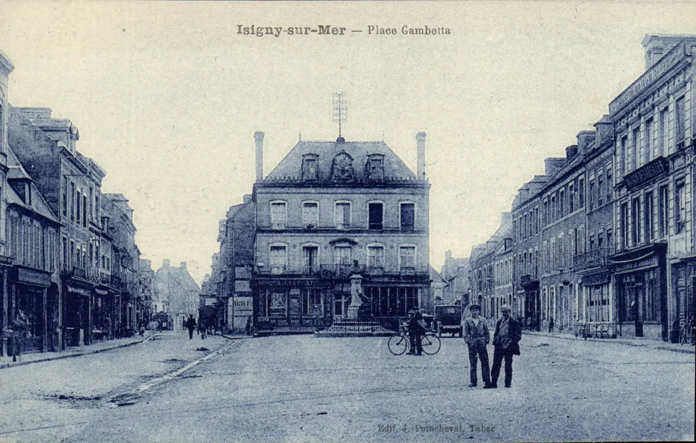 Isigny-sur-Mer — Place Gambotta — Ed. L. Poinecheval, Tabac - Frente