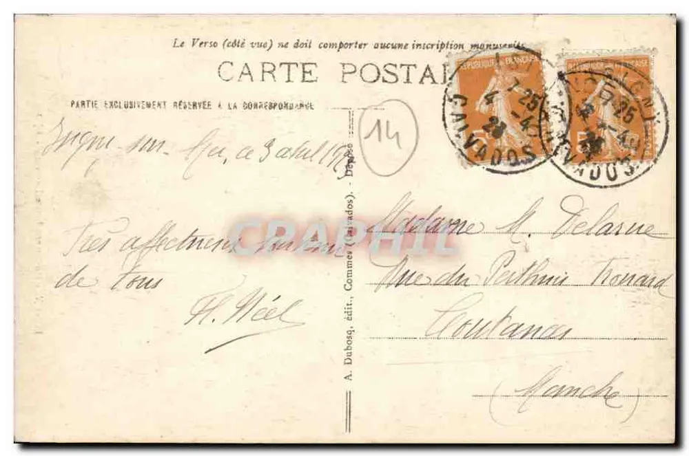 Isigny - Monument Emile Demagny - A. Dubosg, édit. - Verso