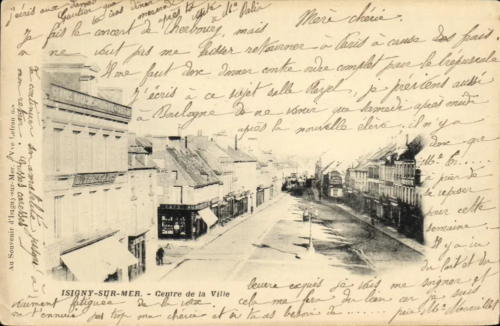 Isigny-sur-Mer — Centro da Cidade — Souvenir d'Isigny-sur-Mer, A. V. Lefrançais - Frente