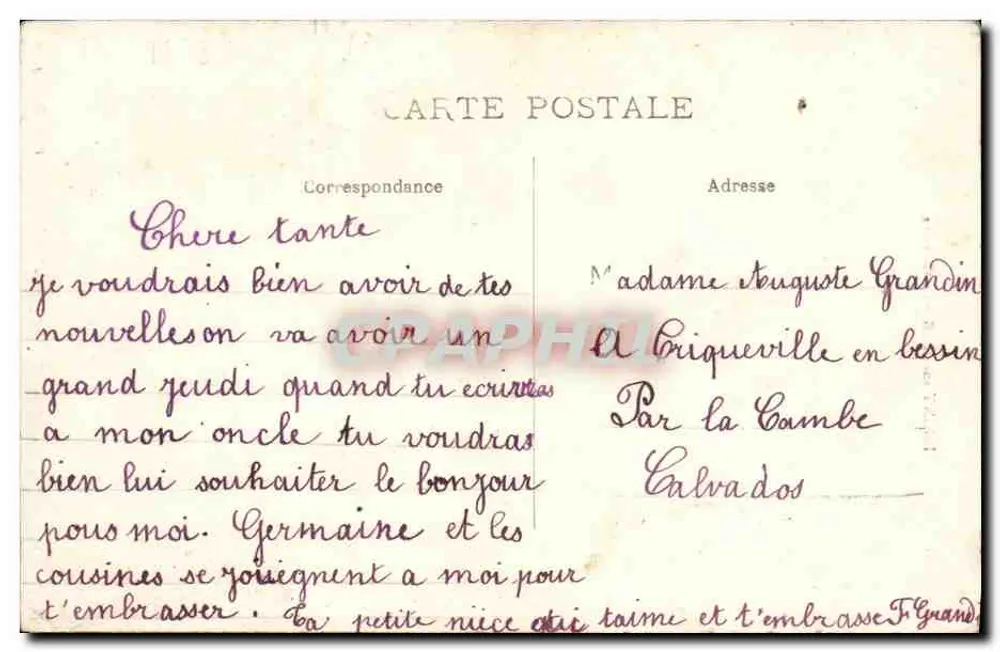 Isigny-sur-Mer - O Calvário — editor desconhecido, número de série não visível - Verso