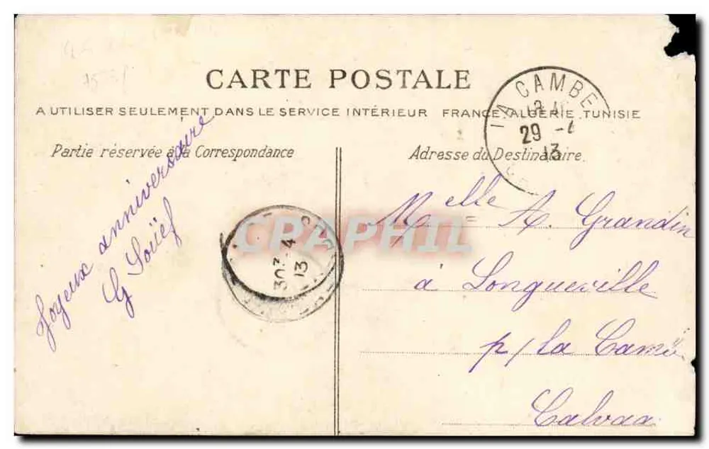 La Normandie — Umgebung von Bayeux — Eingang zur Farm von Mondaye — Antike Ansichtskarte n°97 - Rückseite