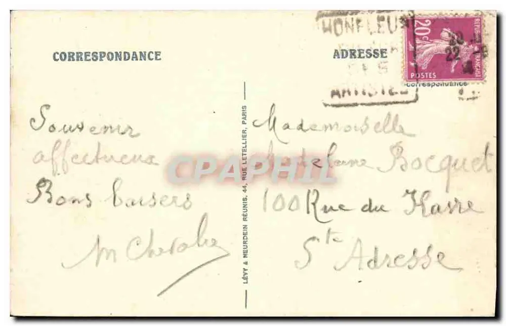 Honfleur — Quai Saint-Etienne — LL n°40 - Verso