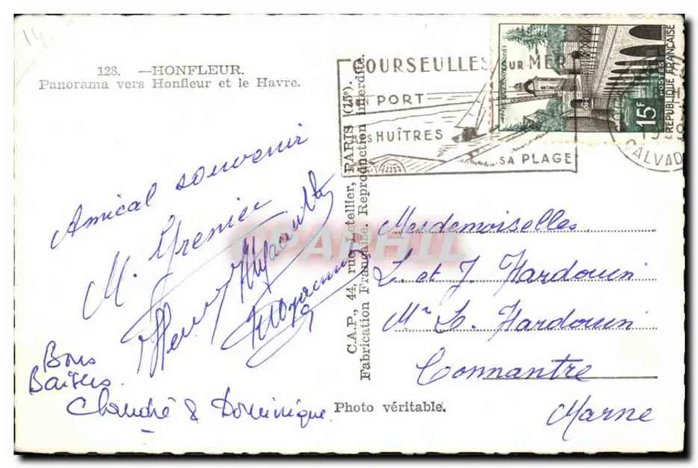 Honfleur en Le Havre — Panorama — Antieke ansichtkaart n°128 - Achterkant