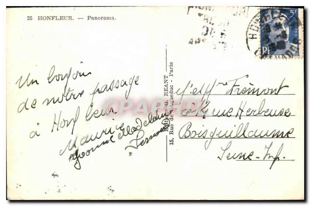 Honfleur — Panorama — Editor C. Reant, n°25 - Verso