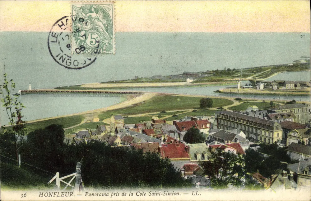 Honfleur — Panorama tomado desde la Cote Saint-Siméon — LL. n°36 - Anverso
