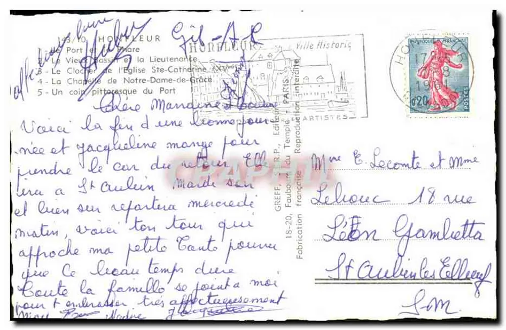 Honfleur — Lembrete de Honfleur — Greff - Verso