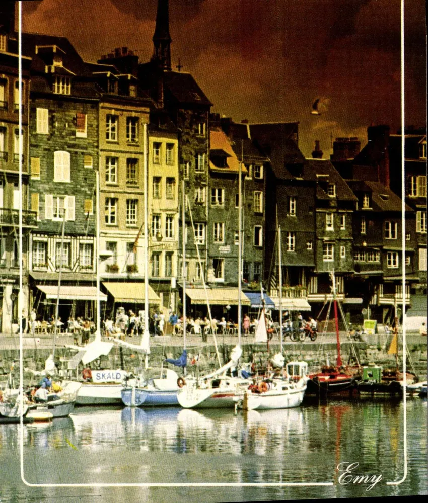 Honfleur — Vista do porto com barcos — Edições Normandias Le Goubey - Frente