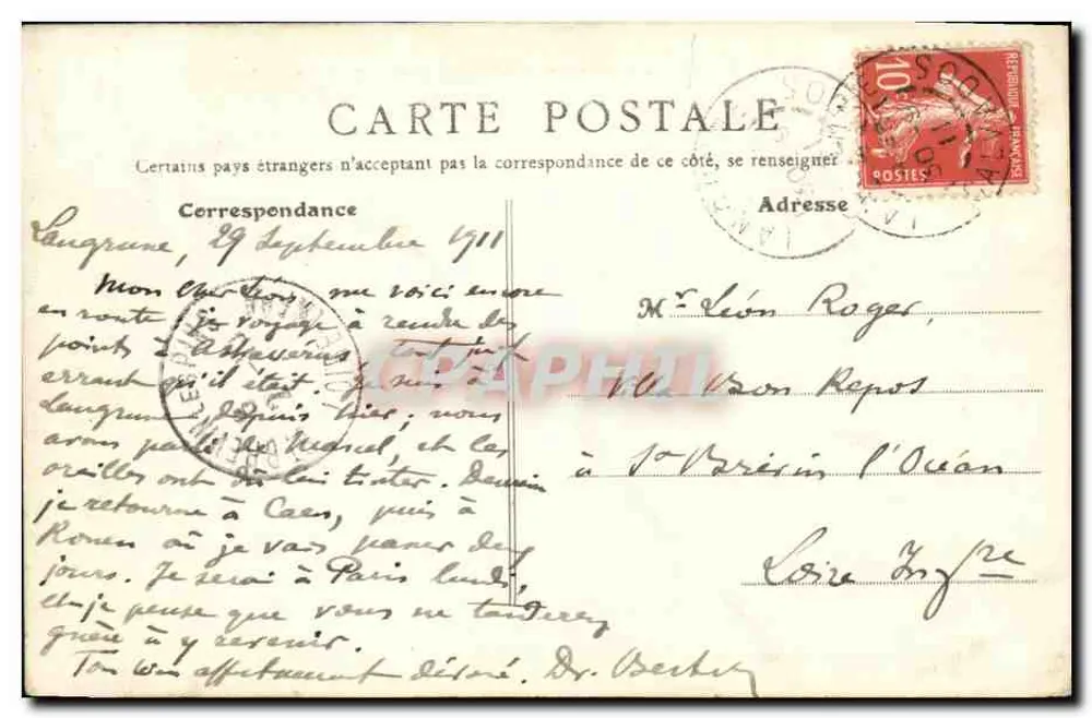 Langrune-sur-Mer (Calvados) — A Praia de Manhã — B.F., Paris - Verso
