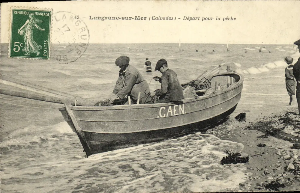 Langrune-sur-Mer (Calvados) — Abfahrt zum Fischen — unbekannter Verlag, Nr. 43 - Vorderseite