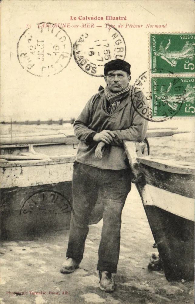 Langrune-sur-Mer — Tipo do Pescador Normando — Le Calvados Illustré, n°15 - Frente